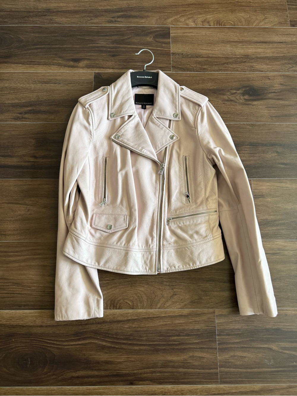 Banana Republic Women's Pale Blush Leather Moto Jacket